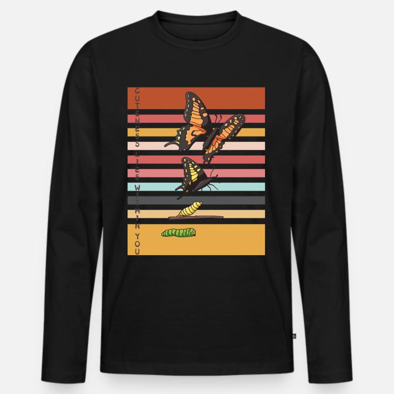Cute Butterfly Evolution Butterflies - Men's Premium Organic Long Sleeve Shirt - black