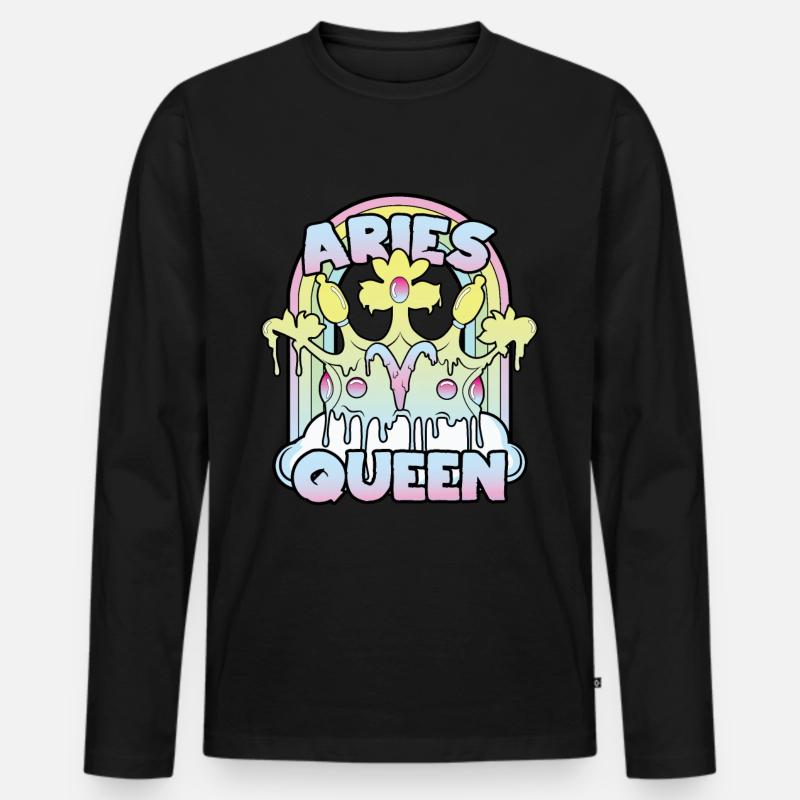 Widder Queen - Männer Premium Bio Langarmshirt - Schwarz