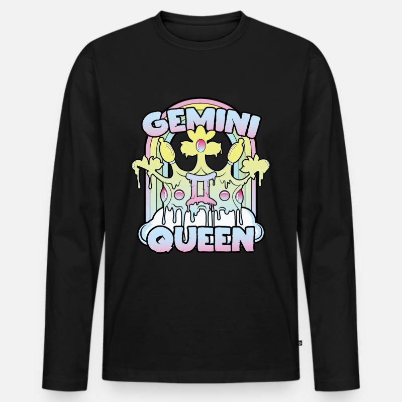 Zwillinge Queen - Männer Premium Bio Langarmshirt - Schwarz