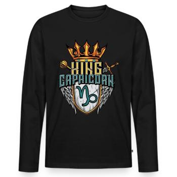 Steinbock Sternzeichen - Männer Premium Bio Langarmshirt - Schwarz - Vorne - Nico (187cm)
