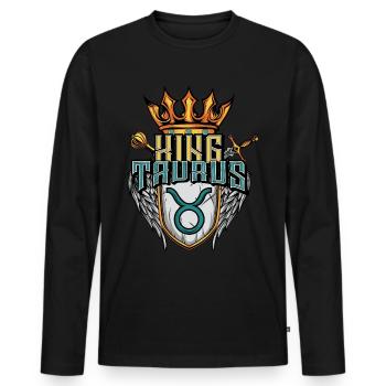 Stier Sternzeichen - Männer Premium Bio Langarmshirt - Schwarz - Vorne - Nico (187cm)