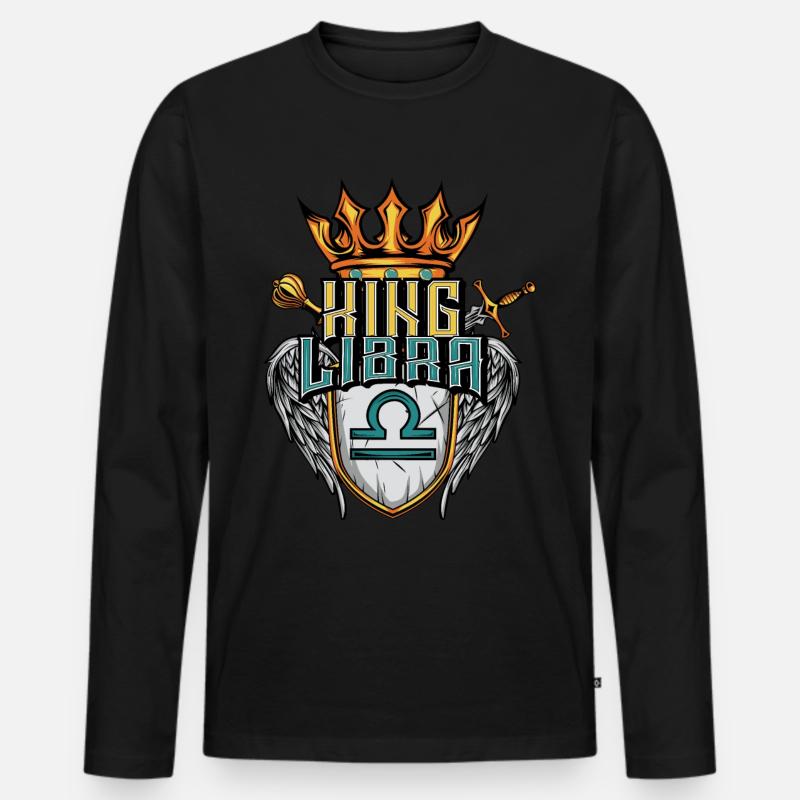 Waage Sternzeichen - Männer Premium Bio Langarmshirt - Schwarz