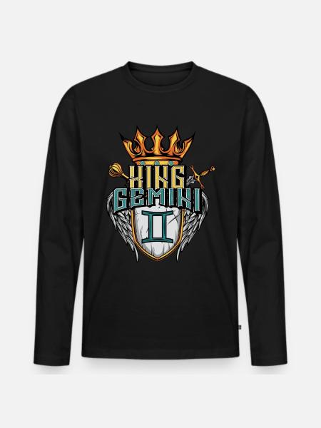 Gemini Zodiac Sign - Men's Premium Organic Long Sleeve Shirt - black