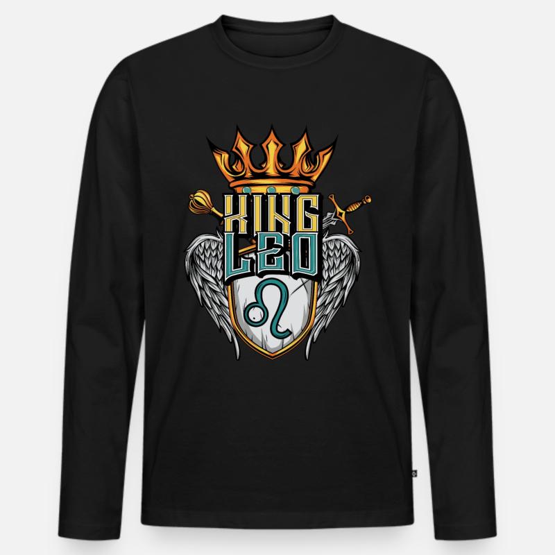 Löwe Sternzeichen - Männer Premium Bio Langarmshirt - Schwarz