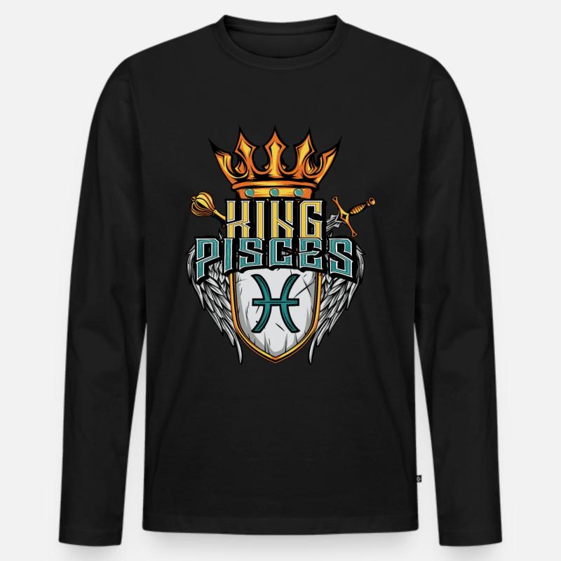 Fische Sternzeichen - Männer Premium Bio Langarmshirt - Schwarz