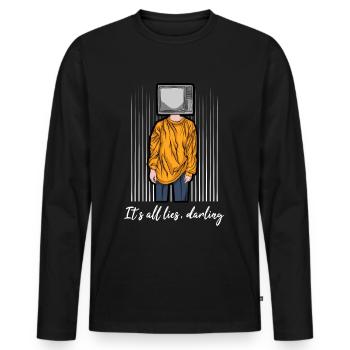 Its All Lies Darling - Männer Premium Bio Langarmshirt - Schwarz - Vorne - Nico (187cm)