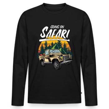 Going On Safari SUV - Men's Premium Organic Long Sleeve Shirt - black - Front - Nico (187cm)