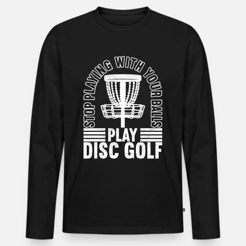 Disc Golf Discgolfspieler - Männer Premium Bio Langarmshirt - Schwarz