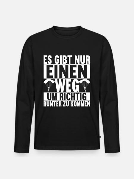 Fallschirmspringer Fallschirmsprung - Männer Premium Bio Langarmshirt - Schwarz