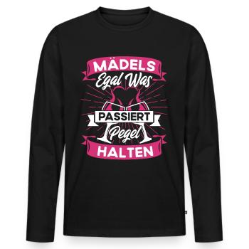 Mädels Egal Was Passiert Pegel Halten - Männer Premium Bio Langarmshirt - Schwarz - Vorne - Nico (187cm)