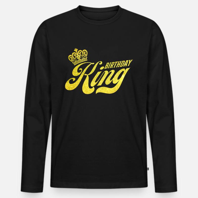 Brithday King - Männer Premium Bio Langarmshirt - Schwarz