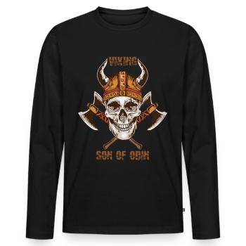 Wikinger Schädel Axt Walhalla Warriors Mythologie - Männer Premium Bio Langarmshirt - Schwarz - Vorne - Nico (187cm)