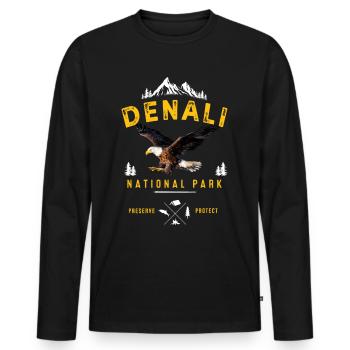 Alaska - Men's Premium Organic Long Sleeve Shirt - black - Front - Nico (187cm)