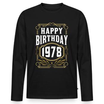 1978 Cadeau d’anniversaire Bursdag vintage - T-shirt manches longues Premium bio Homme - noir - Devant - Nico (187cm)