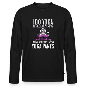I Do Yoga To Relieve Stress Hungry Animal - Männer Premium Bio Langarmshirt - Schwarz - Vorne - Nico (187cm)