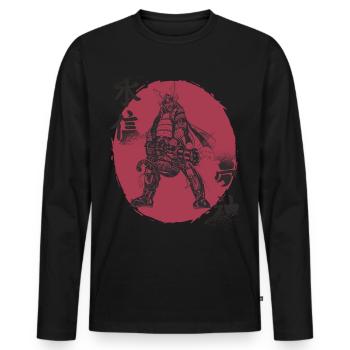 Drôle de samouraï avec Gatling Japanese Warrior B - T-shirt manches longues Premium bio Homme - noir - Devant - Nico (187cm)