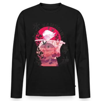 Samurai Mädchen Samugirl Japanische Blumen Krieger - Männer Premium Bio Langarmshirt - Schwarz - Vorne - Nico (187cm)