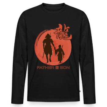 Samouraï Père Guerrier Japonais Katana S - T-shirt manches longues Premium bio Homme - noir - Devant - Nico (187cm)