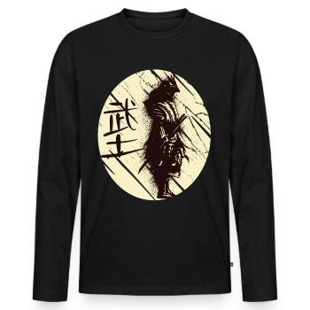 Japanischer Kunst Samurai Japanischer Krieger Kata - Männer Premium Bio Langarmshirt - Schwarz - Vorne - Nico (187cm)