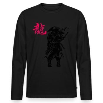 Japanische Kunst Samurai Ninja Japanischer Krieger - Männer Premium Bio Langarmshirt - Schwarz - Vorne - Nico (187cm)