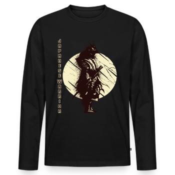 Japanischer Krieger Samurai Japanische Kunst Katan - Männer Premium Bio Langarmshirt - Schwarz - Vorne - Nico (187cm)