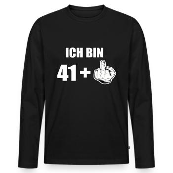 42 Geburtstag - Männer Premium Bio Langarmshirt - Schwarz - Vorne - Nico (187cm)