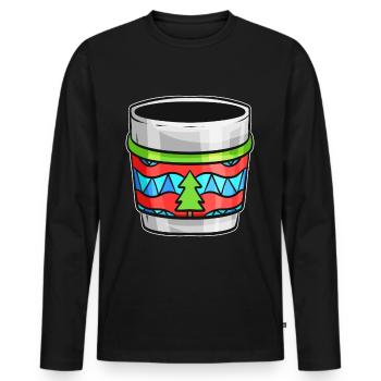 Bécher d’automne avec pull moche pour Noël - T-shirt manches longues Premium bio Homme - noir - Devant - Nico (187cm)