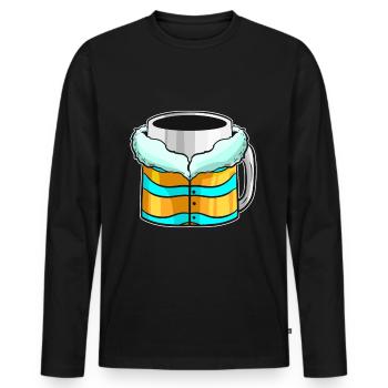Bécher d’automne avec veste d’hiver pour Noël - T-shirt manches longues Premium bio Homme - noir - Devant - Nico (187cm)