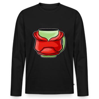 Bécher d’automne avec sweat à capuche rouge pour Noël - T-shirt manches longues Premium bio Homme - noir - Devant - Nico (187cm)