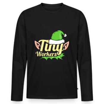 Les petits elfes sont de minuscules travailleurs pour Noël - T-shirt manches longues Premium bio Homme - noir - Devant - Nico (187cm)