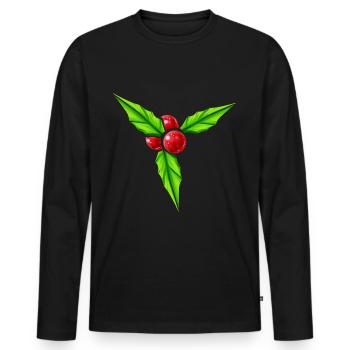 Big Mistletoe For Christmas - Men's Premium Organic Long Sleeve Shirt - black - Front - Nico (187cm)