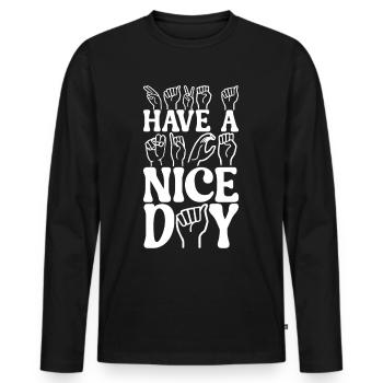 Sourds sourds muets sourds - T-shirt manches longues Premium bio Homme - noir - Devant - Nico (187cm)