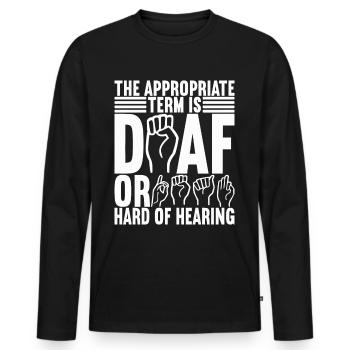 Sourds sourds muets sourds - T-shirt manches longues Premium bio Homme - noir - Devant - Nico (187cm)
