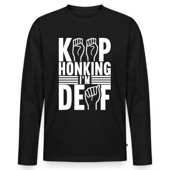Sourds sourds muets sourds - T-shirt manches longues Premium bio Homme - noir - Devant - Nico (187cm)