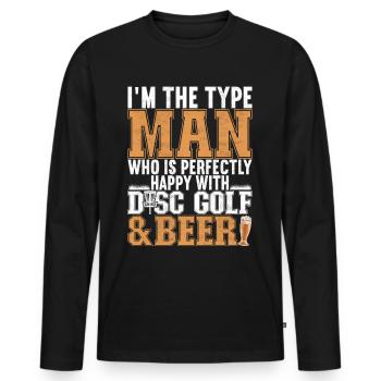 Disc Golf Disc Golfer - Men's Premium Organic Long Sleeve Shirt - black - Front - Nico (187cm)