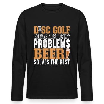 Disc Golf Disc Golfer - Men's Premium Organic Long Sleeve Shirt - black - Front - Nico (187cm)