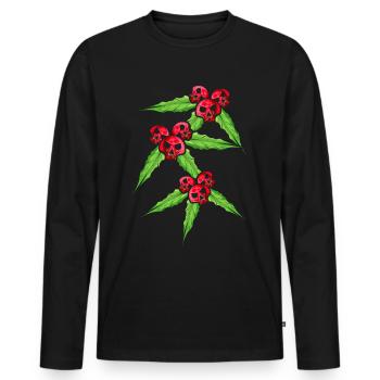 Mistletoe with Skull Mistleberries For A Dark - Men's Premium Organic Long Sleeve Shirt - black - Front - Nico (187cm)