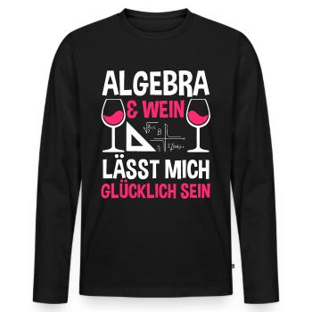 Mathematik Wein Mathe Rechnen Algebra - Männer Premium Bio Langarmshirt - Schwarz - Vorne - Nico (187cm)