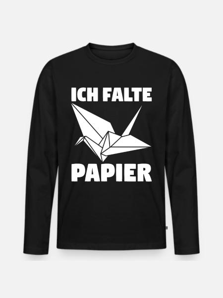 Ich falte Papier - Männer Premium Bio Langarmshirt - Schwarz