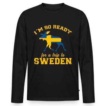 Schweden Spruch Sehnsucht Elch Flagge - Männer Premium Bio Langarmshirt - Schwarz - Vorne - Nico (187cm)