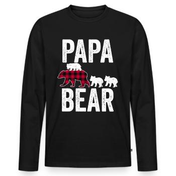 Papa Bear - Men's Premium Organic Long Sleeve Shirt - black - Front - Nico (187cm)