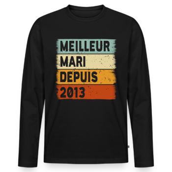 10 years Wedding Anniversary - Men's Premium Organic Long Sleeve Shirt - black - Front - Nico (187cm)