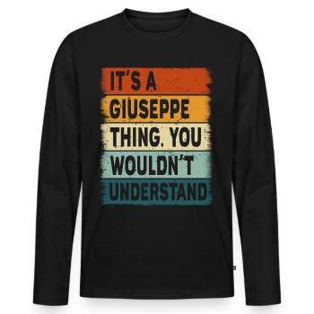 Geschenk Name Guiseppe Geburtstag Sprüche - Männer Premium Bio Langarmshirt - Schwarz - Vorne - Nico (187cm)