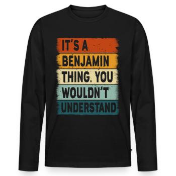 Geschenk Name Benjamin Geburtstag Sprüche - Männer Premium Bio Langarmshirt - Schwarz - Vorne - Nico (187cm)