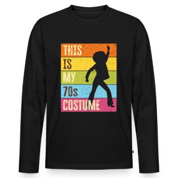 70s Seventies 1970s Party Disco Costume - T-shirt manches longues Premium bio Homme - noir - Devant - Nico (187cm)