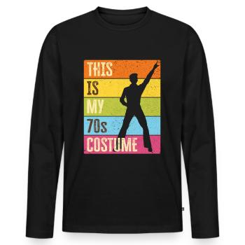 70s Seventies 1970s Party Disco Costume - T-shirt manches longues Premium bio Homme - noir - Devant - Nico (187cm)