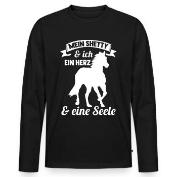 Pferd Reitsport Reiten Pferdesport Shetty - Männer Premium Bio Langarmshirt - Schwarz - Vorne - Nico (187cm)