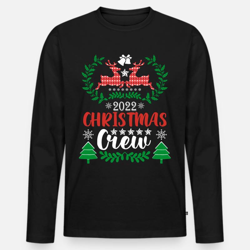 Rentier Weihnachten Pullover - Männer Premium Bio Langarmshirt - Schwarz