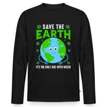 Earth day - Men's Premium Organic Long Sleeve Shirt - black - Front - Nico (187cm)