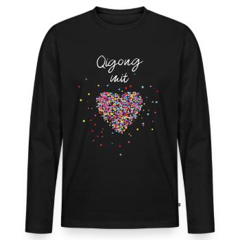Qigong Herz Yoga Meditation Tai TCM Qi Gong - Männer Premium Bio Langarmshirt - Schwarz - Vorne - Nico (187cm)